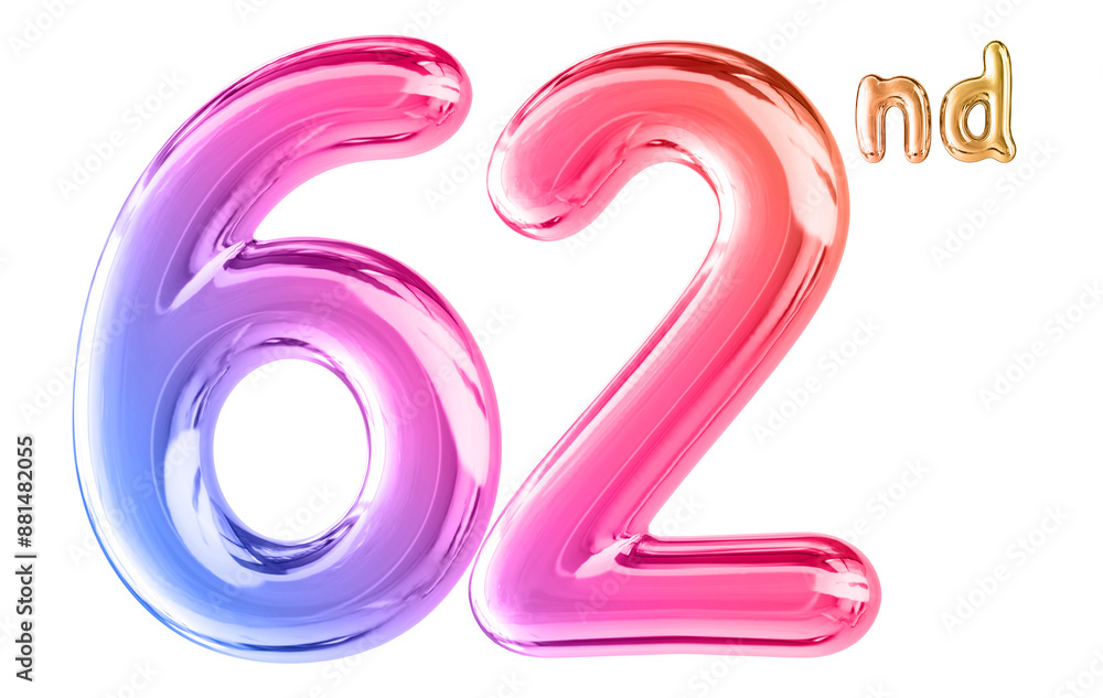 62nd Anniversary Gradient Number 3D 62nd Anniversary Gradient Number 3D