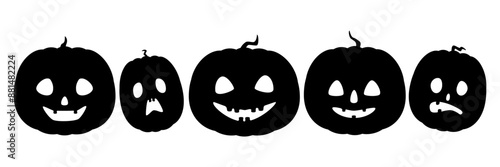 ハロウィンのカボチャのシルエット　ジャック・オー・ランタンのイラスト