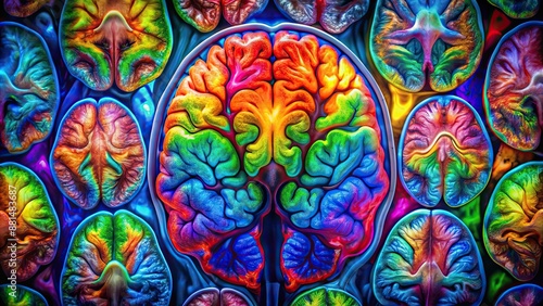 Wallpaper Mural Painting of colorful neuroimaging brain scan slices , neuroscience, art, painting, brain scan, neurology, medical Torontodigital.ca