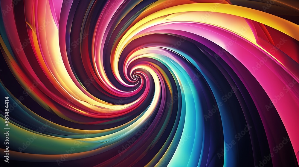 An entrancing swirl design with a spectrum of bright colors spiraling ...