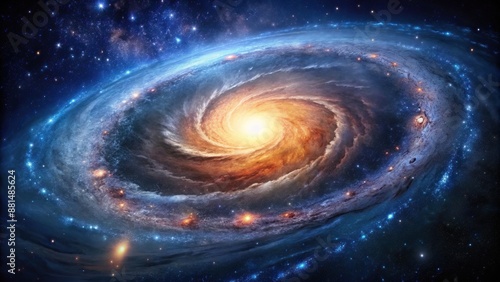 A Cosmic Spiral Galaxy In A Starry Night Sky, Spiral, Night
