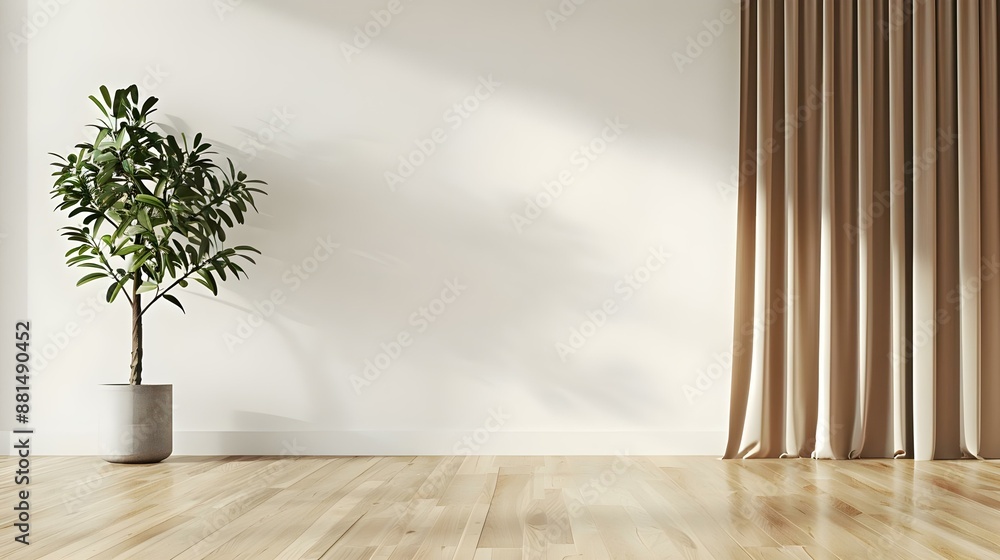 Plant against a white wall mockup Plant against a white wall mockup