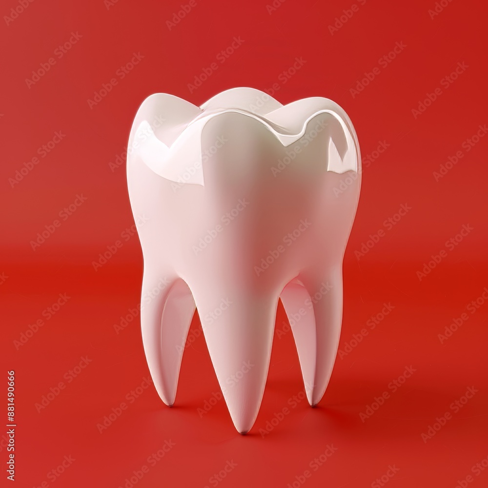 3D Illustration of a Tooth on Red Background 3D Illustration of a Tooth on Red Background
