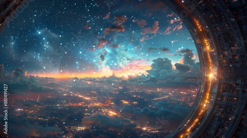 Wallpaper Mural A large city wall and buildings with futuristic technology and visible code.  Torontodigital.ca