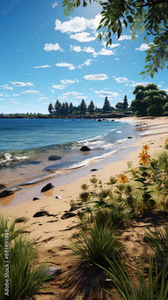 beach with palm trees