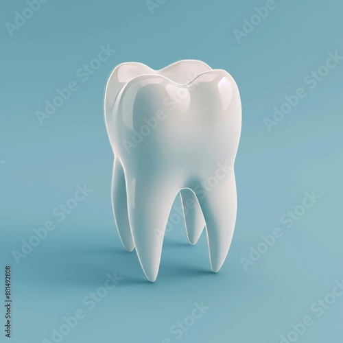 3D Illustration of a Tooth on Soft Blue Background