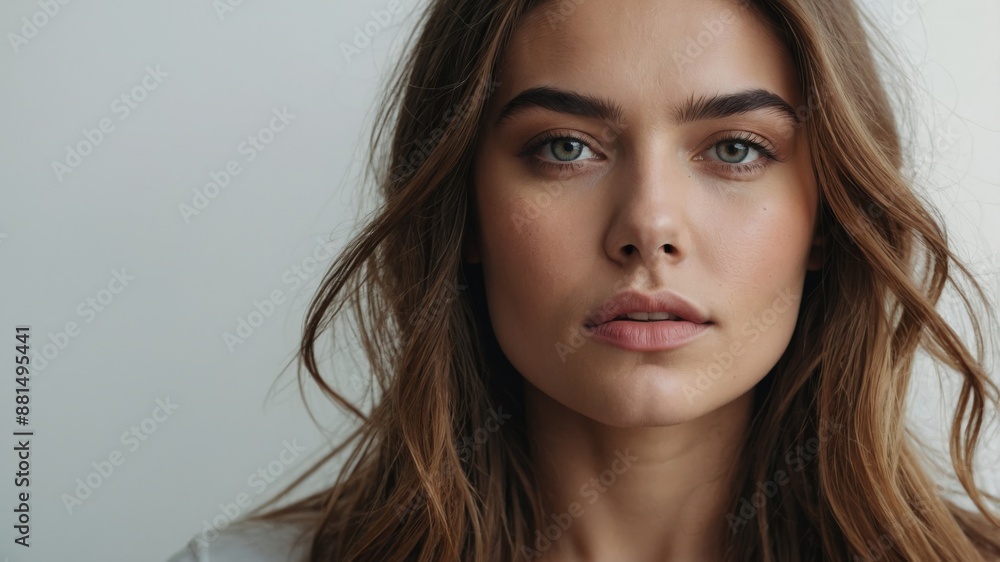 Close-up portrait of an elegant young woman with long wavy hair and captivating eyes, exuding natural beauty and confidence.
Close-up portrait of an elegant young woman with long wavy hair and captivating eyes, exuding natural beauty and confidence.