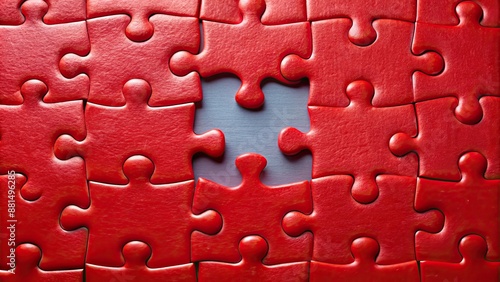 Red puzzle with missing piece , puzzle, red, missing, solution, challenge, completion, strategy, game, jigsaw, problem photo