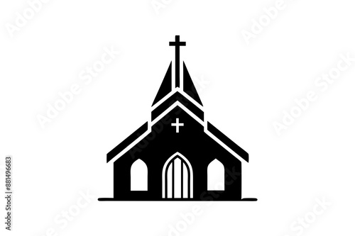 Minimalist church logo icon silhouette vector art illustration design