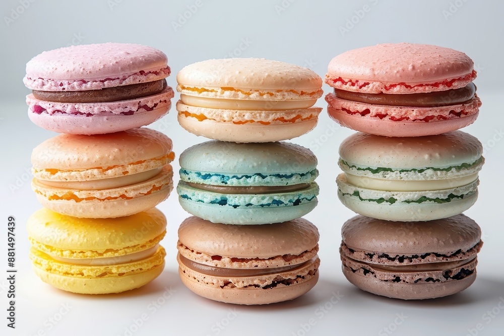 Showcases the delicate textures and vibrant colors of macarons. Showcases the delicate textures and vibrant colors of macarons.