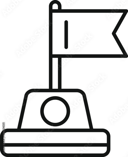 Simple line icon illustration of a military base with a flag waving