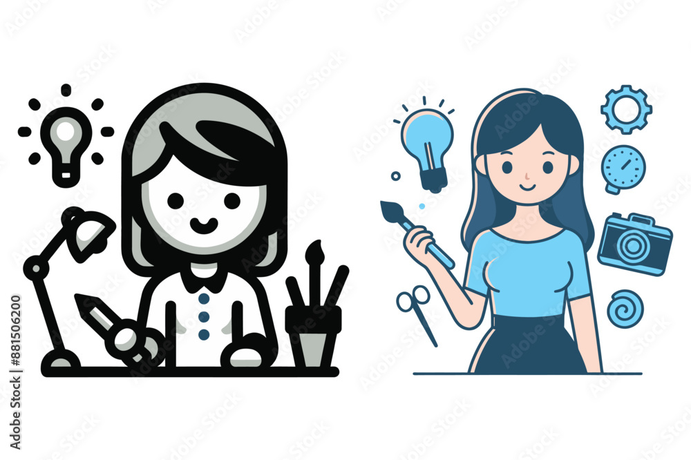Gril Vector silhouette illustration. Gril Vector silhouette illustration.