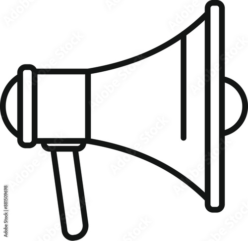 Minimalist line drawing of a megaphone, representing concepts such as making announcements and sharing information