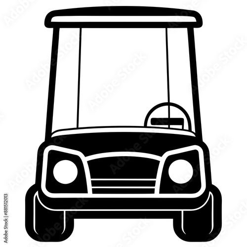 Golf cart front view icon silhouette vector art illustration design