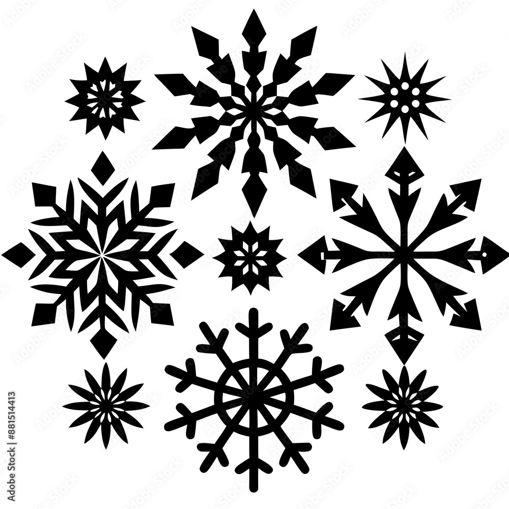 Snowflakes Nice element for Christmas banner, cards. New year ornament silhouette vector art illustration Snowflakes Nice element for Christmas banner, cards. New year ornament silhouette vector art illustration