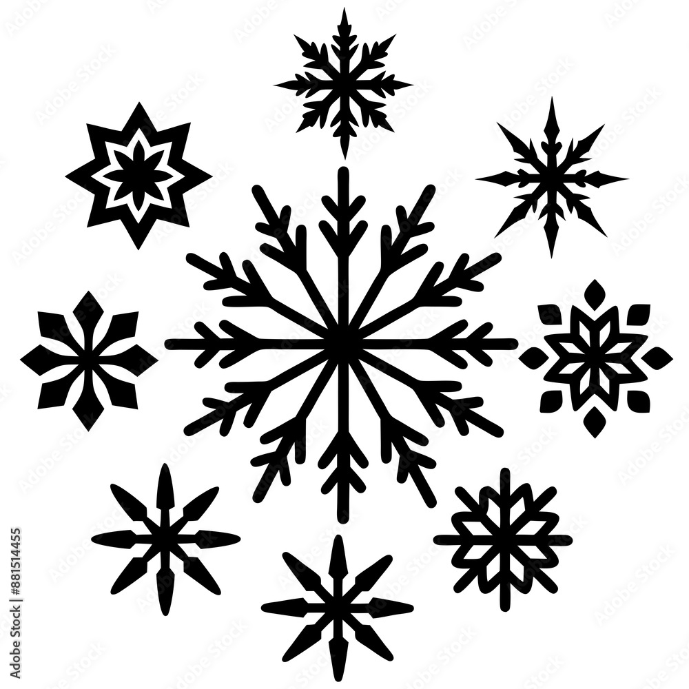 Snowflakes Nice element for Christmas banner, cards. New year ornament silhouette vector art illustration Snowflakes Nice element for Christmas banner, cards. New year ornament silhouette vector art illustration