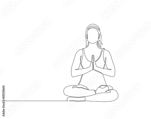 Continuous one line drawing of yoga. Single line drawing illustration of women yoga pose. Yoga, Meditation, Healty body, Relaxtation, International day of peace concept line art. Editable outline.