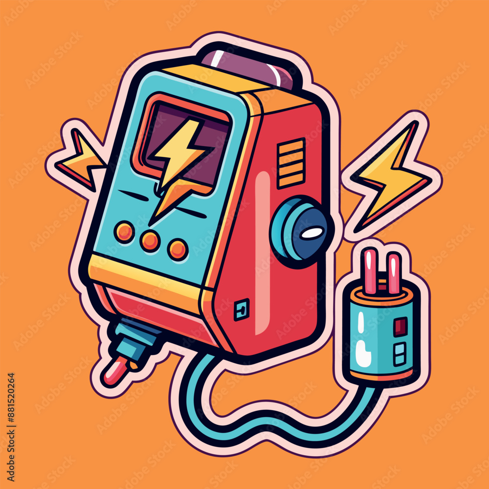 Naklejka premium Retro-inspired Doodle Sticker Illustration for Phone Charger