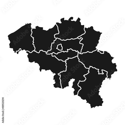 Silhouette Belgium map icon with provinces, high detailed vector illustration on white background vector, symbol, poster, banner Belgium.