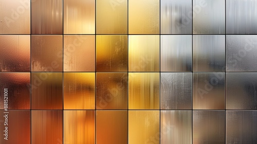 Gold rose, silver, bronze, copper and golden foil texture gradation background set. Vector shiny and metalic gradient collection for border, frame, ribbon, label design.illustration