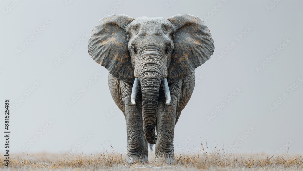 Fototapeta premium Elephant in a Foggy Meadow