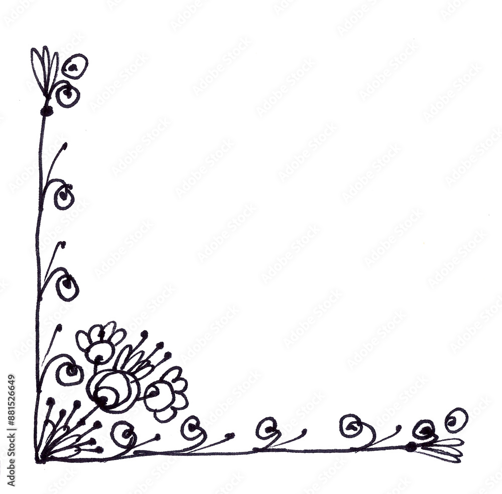 corner decorative element, black and white graphic pattern corner decorative element, black and white graphic pattern