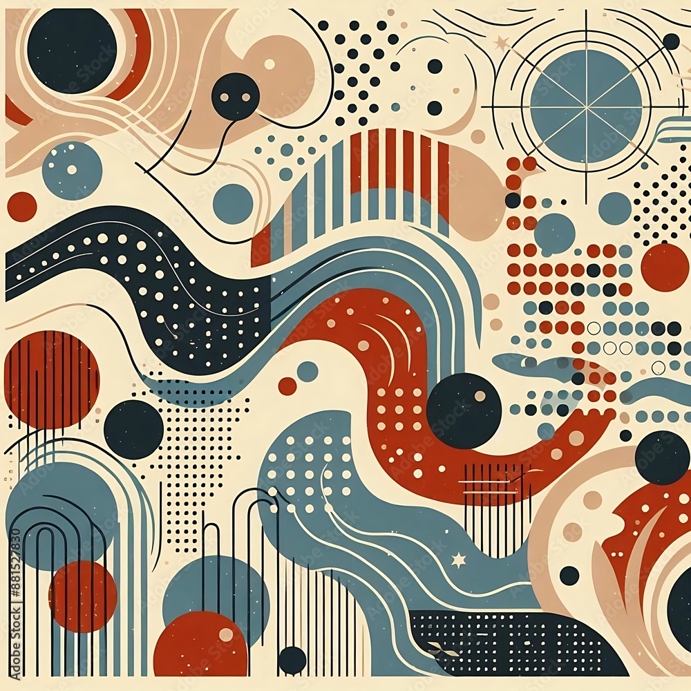 Naklejka premium Abstract doodle geometric shape seamless pattern, wallpaper design for advertising in poster, brochure and web banner, illustration generative ai