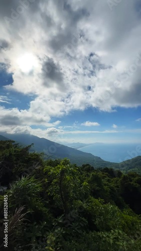 Scenic footage of Hai Van Pass, the winding highway connecting Da Nang to Hue, Vietnam. This picturesque route offers breathtaking views of the mountains, sea, and lush landscapes, perfect for adventu photo