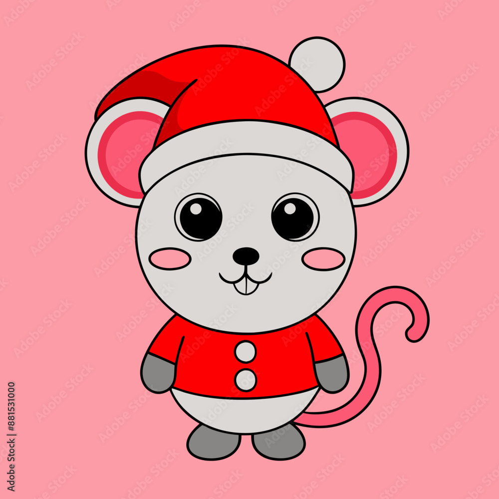 Funny Christmas Mouse Vector art Illustration. Funny Christmas Mouse Vector art Illustration.