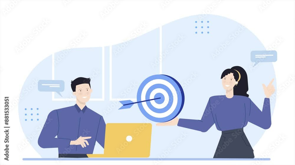 teamwork brainstorming to reach the target business animated illustration video teamwork brainstorming to reach the target business animated illustration video