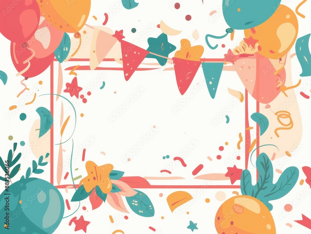 Anniversary photo frame, decorative borders, flat design illustration Anniversary photo frame, decorative borders, flat design illustration