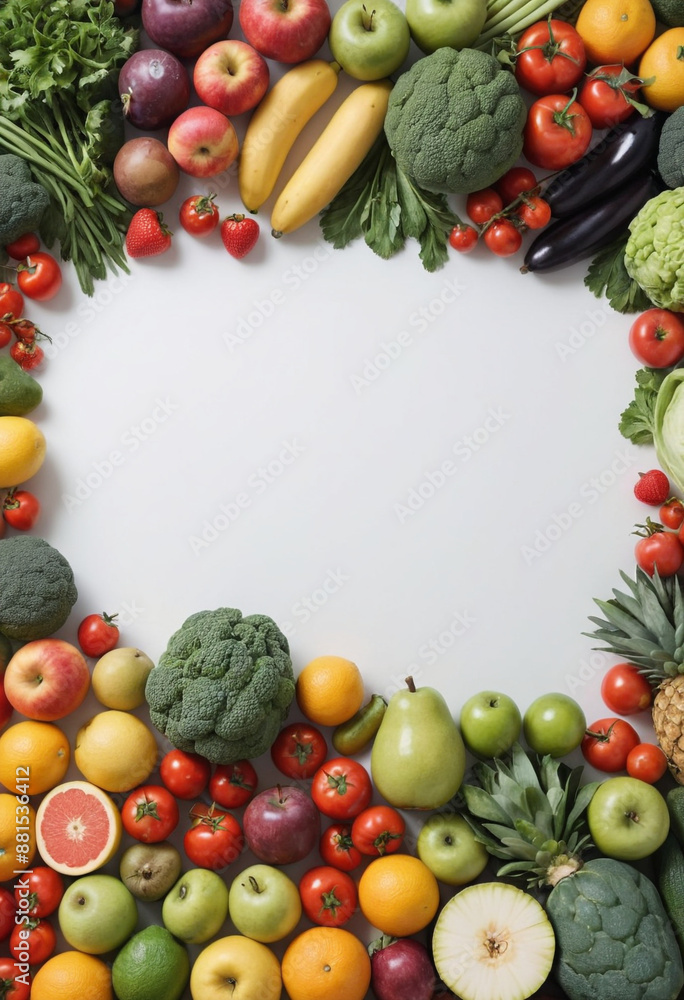 a background with lots of white space and professional close up look of lots of healthy fruits and vegetables a background with lots of white space and professional close up look of lots of healthy fruits and vegetables
