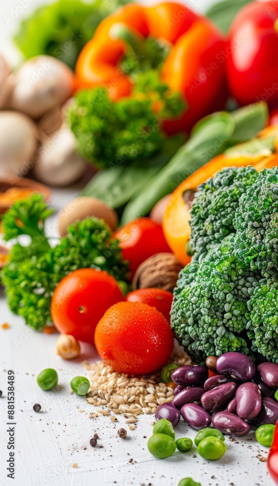 Detailed image of a balanced diet with cultivated vegetables and grains, Diet, Balanced nutrition Detailed image of a balanced diet with cultivated vegetables and grains, Diet, Balanced nutrition