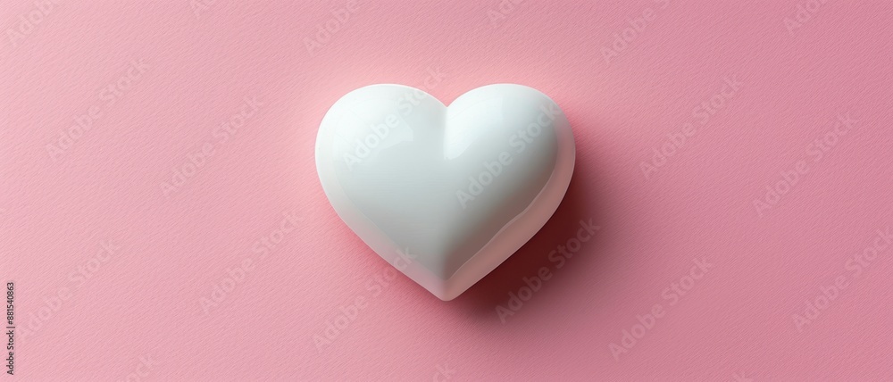 Plain pastel pink background with a single white heart, romantic and minimal Plain pastel pink background with a single white heart, romantic and minimal
