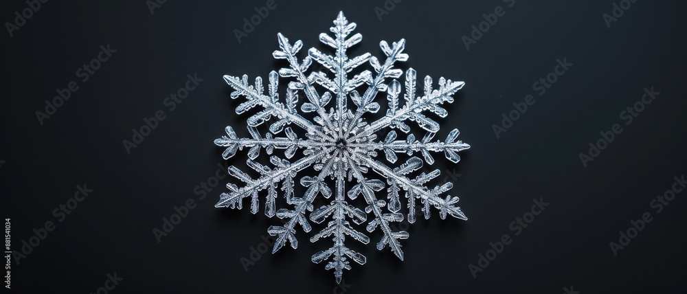 Solid black background with a single white snowflake, winter and minimal Solid black background with a single white snowflake, winter and minimal