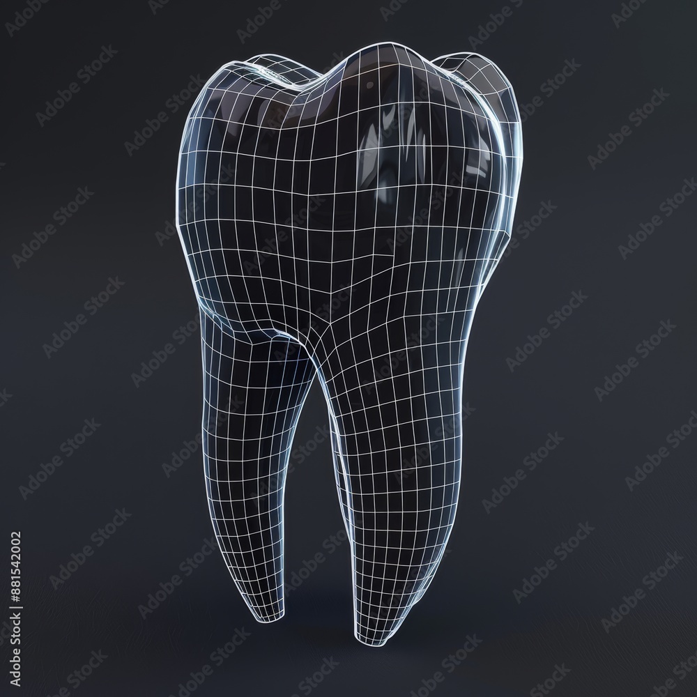 3D Illustration of a Tooth from Digital Polygon 3D Illustration of a Tooth from Digital Polygon