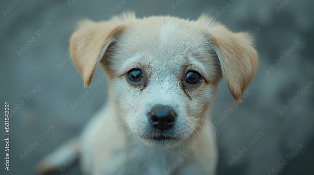 Mischievous Gaze: Cute Puppy with Dark Eyes and a Tilted Head Mischievous Gaze: Cute Puppy with Dark Eyes and a Tilted Head