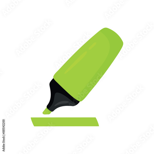 Green marker pen highlighter hand drawn for school stationery tool vector illustration