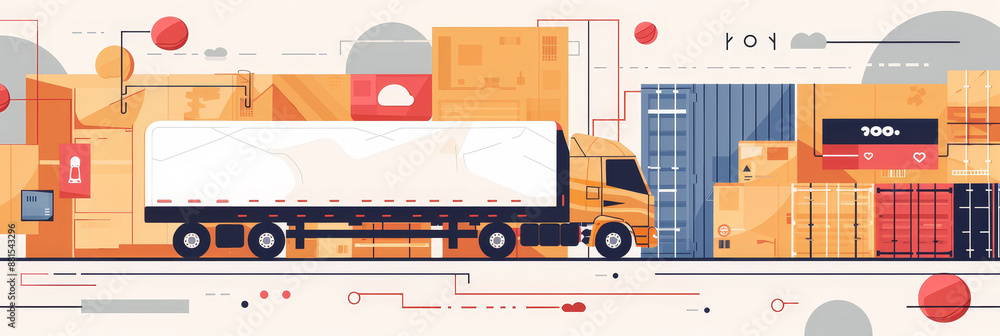 Delivery Container Images Delivery Truck with Cargo Boxes and Containers - A flat illustration of ...