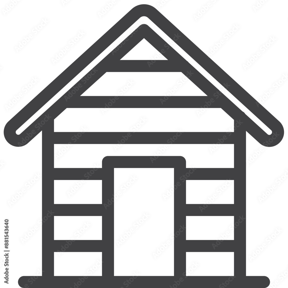 Wooden house outline icon on white background Wooden house outline icon on white background