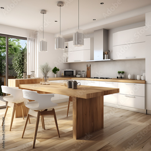 Wallpaper Mural Modern interior of kitchen with living room. Torontodigital.ca