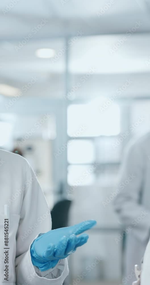 Talking, science and woman in lab, smile and happy with feedback from mentor, gloves and medical research. Healthcare, intern and mature scientist with investigation, biotechnology and learning Talking, science and woman in lab, smile and happy with feedback from mentor, gloves and medical research. Healthcare, intern and mature scientist with investigation, biotechnology and learning