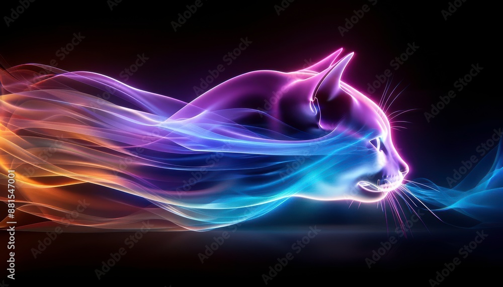 Fototapeta premium A vibrant digital artwork of a playful and mischievous cats tail by an unknown artist Dynamic