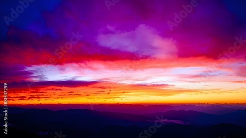 Purple orange and red thunder sky background, AI Generated