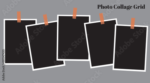 5 photo collage template. vector illustration, new collections