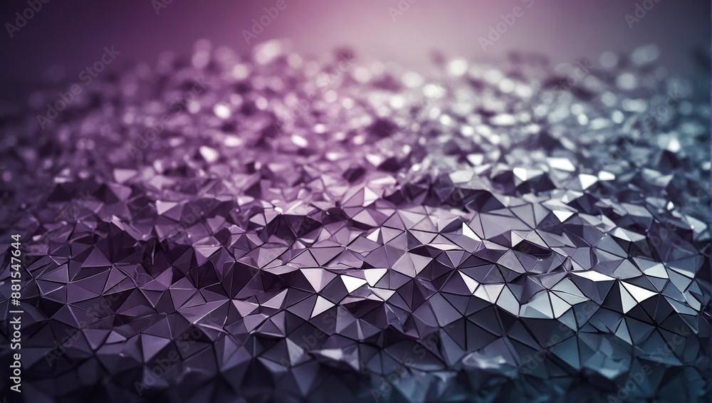 Fototapeta premium close-up view of a textured surface composed of numerous small, triangular facets, with shades of purple, blue, and hints of pink.