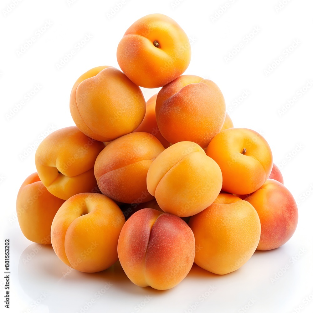 Fresh Heap of Apricots on White Background Summer Fruit Stock Photography for Food Design Fresh Heap of Apricots on White Background Summer Fruit Stock Photography for Food Design