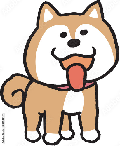 二頭身でシンプルでかわいい柴犬のキャラ素材
