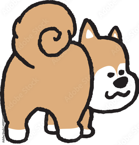 二頭身でシンプルでかわいい柴犬のキャラ素材