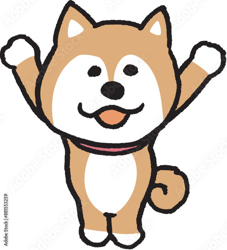 二頭身でシンプルでかわいい柴犬のキャラ素材